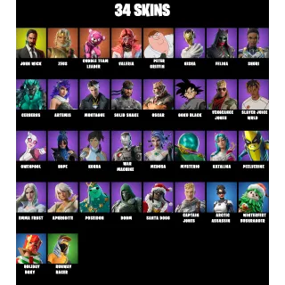 John Wick OG Fortnite AССОUNT - 34 Skins: John Wick | Zeus | Cuddle Team Leader | Valeria | Peter Griffin | Nisha...