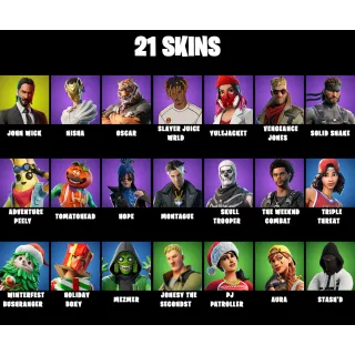 John Wick Fortnite AССОUNT - 21 Skins: John Wick | Nisha | Oscar | Slayer Juice WRLD | Yulejacket | Vengeance Jones..