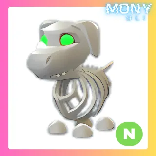 NEON HALLOWEEN WHITE SKELETON DOG 