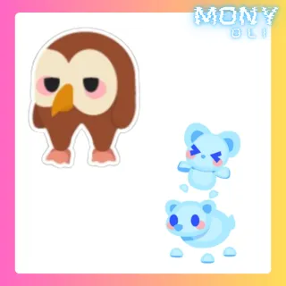 WET OWL STICKER + FROSTBITE BEAR AND CUB ANIMATED STICKER
