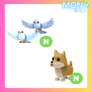 NEON TURTLE DOVES + NEON SHIBA INU