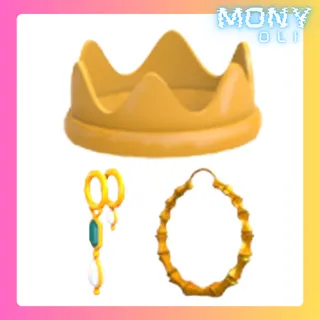 PARTY CROWN + DOUBLE PEARL EARRINGS + BAMBOO EARRINGS