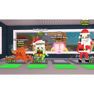 GIFTINI SPYDERINI RAINBOW + NAUGHTY NAUGHTY + FESTIVE LUCKY BLOCK GOLD + SANTA HOTSPOT