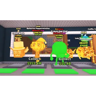 LUCKY BLOCK ADMIN GOLD + BALLERINA PEPPERMINTINA GOLD + KRUPUK PAGI PAGI RAINBOW + LOS TACO BLOCKS GOLD