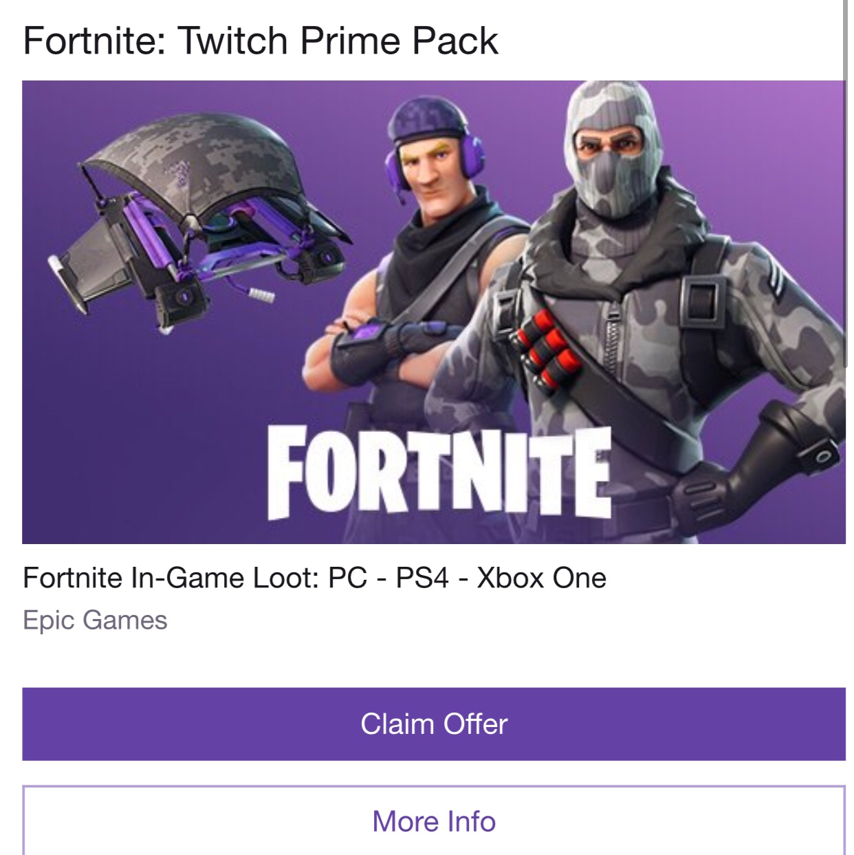 Fortnite Twitch Prime Pack 1 ただのゲームの写真