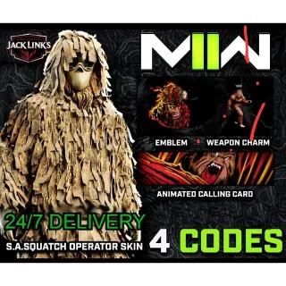 MWII JACK LINKS "GHILLIE" 4 CODE SET