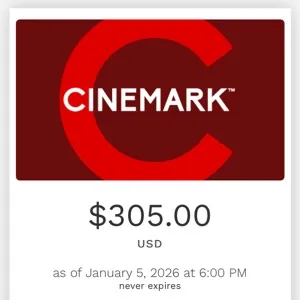 Cinemark $305 giftcard