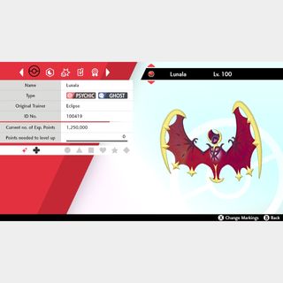 Pokemon Sword and Shield Lunala 6IV-EV Trained