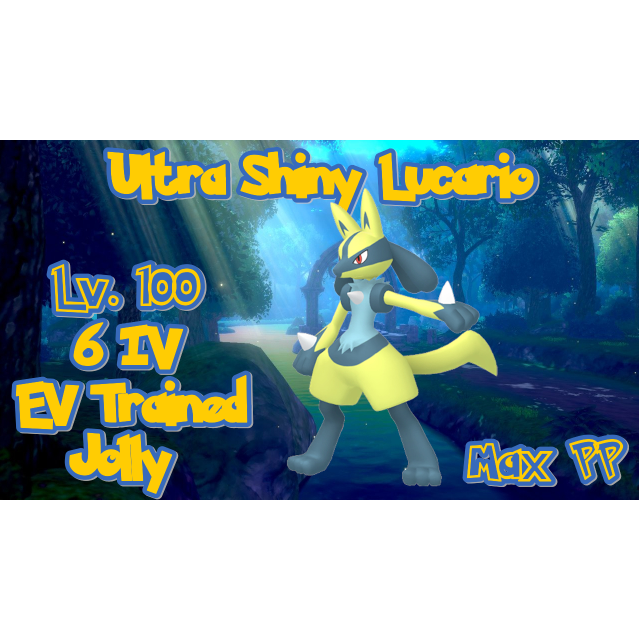 Pokemon Sword and Shield Ultra Shiny Lucario 6IV-EV Trained