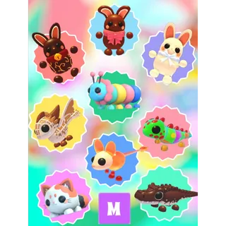 🍭( 9 Mega Pet Bundle )🍫 MEGA Mochi Meow, Gumball Caterpillar, Waffle Wyrm, Gummy Guana, Cocoadile & Jiggly Jerboa