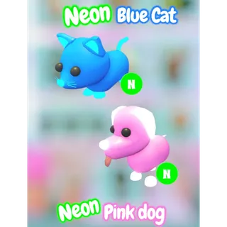 🩵 Neon Blue Cat & Neon Pink Dog 🩷