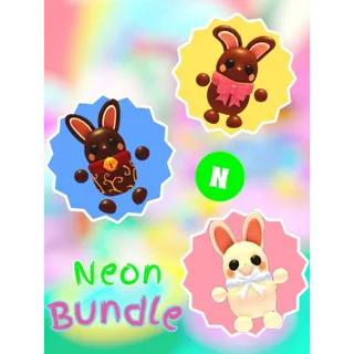 🍫 3 Neon Bundle🧁 Neon Dark Choccybunny, Milk Choccybunny & White Choccybunny