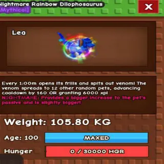 COLLOSAL NIGHTMARE DILOPHOSAURUS(105.80KG AGE 100)