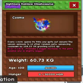 HUGE NIGHTMARE DILOPHOSAURUS(60.73KG MAX)