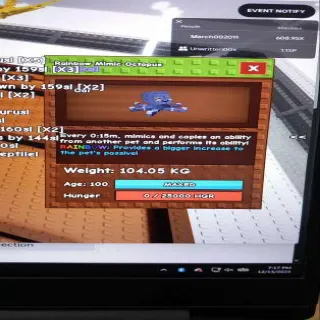 COLLOSAL RAINBOW MIMIC OCTOPUS(104.05kg Max Age 100