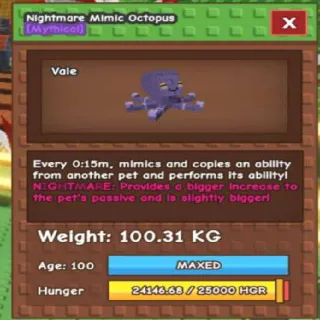 Collosal Nightmare Mimic Octopus(100.31kg Age 100)