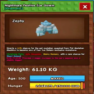 HUGE NIGHTMARE FESTIVE ICE GOLEM(61.30KG )