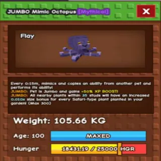 Collosal Jumbo Mimic Octopus(105.66kg Max Age 100)