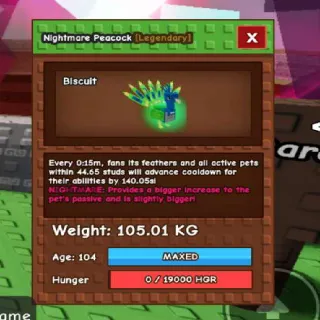 COLLOSAL NIGHTMARE PEACOCK(105.01KG MAX)