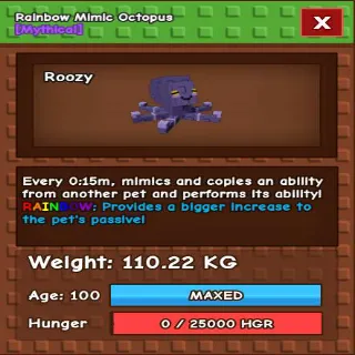 Collosal Rainbow Mimic Octopus(110.22kg Max Age100)