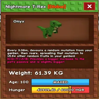 2PCS HUGE NIGHTMARE TREX & 88KG RAINBOW PEACOCK