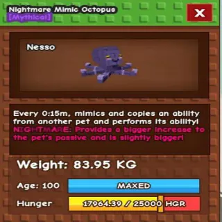 TITANIC NIGHTMARE MIMIC OCTOPUS(83.95KG MAX AGE 100)