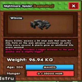 GODLY NIGHTMARE SPIDER(96.94KG MAX)