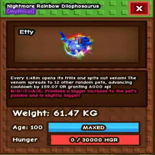 HUGE RBH NIGHTMARE DILOPHOSAURUS(61.47KG MAX)