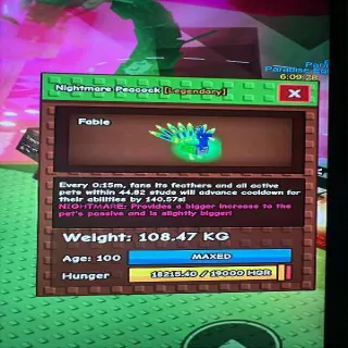 COLLOSAL NIGHTMARE PEACOCK(110.47KG MAX)