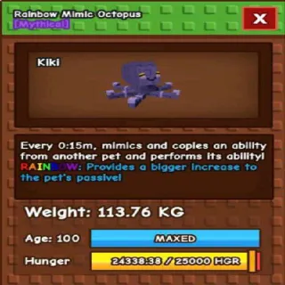 Collosal Rainbow Mimic Octopus(113.76kg Age 100)