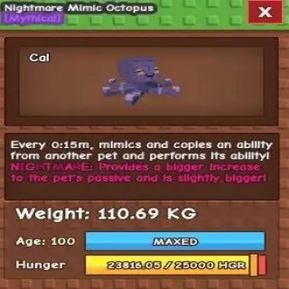 Collosal Nightmare Mimic Octopus(110.69kg Age 100)