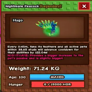 SEMI TITANIC NIGHTMARE PEACOCK(71.24KG MAX)