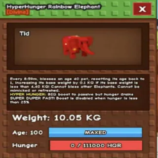 HYPER HUNGER RAINBOW HATCH  ELEPHANT