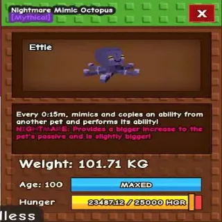 COLLOSSAL NIGHTMARE MIMIC OCTOPUS(101.71KG AGE 100)