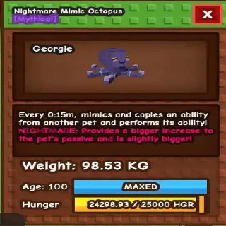 COLLOSAL NIGHTMARE MIMIC OCTOPUS(98.53KG MAX AGE 100)