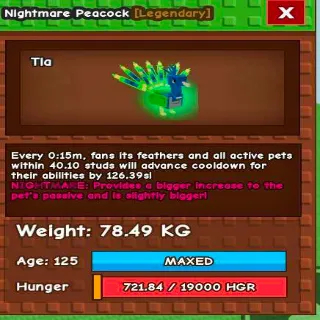 SEMI TITANIC NIGHTMARE PEACOCK(78.49KG MAX)