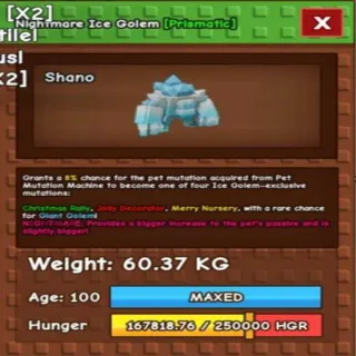 Huge Nightmare Ice Golem(60.37kg Max )
