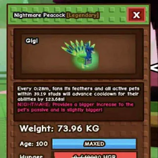 SEMI TITANIC NIGHTMARE PEACOCK(15 SEC W/TOY)(73.96KG MAX)