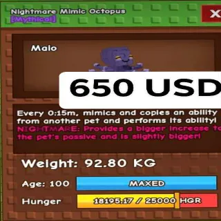 GODLY NIGHTMARE MIMIC OCTOPUS(92.80KG MAX)