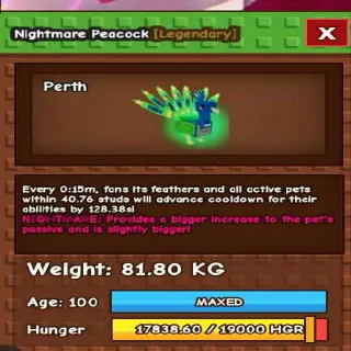 TITANIC NIGHTMARE PEACOCK(81.80KG MAX)