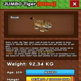 GODLY JUMBO TIGER(92.34kg Age 109)
