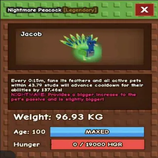 GODLY NIGHTMARE PEACOCK(96.93kg Max)