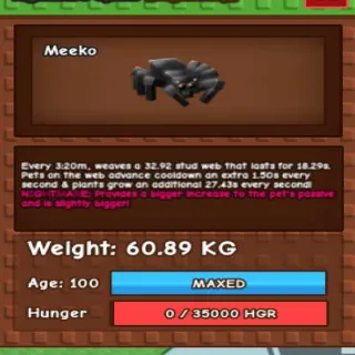 HUGE NIGHTMARE SPIDER(60.89KG MAX