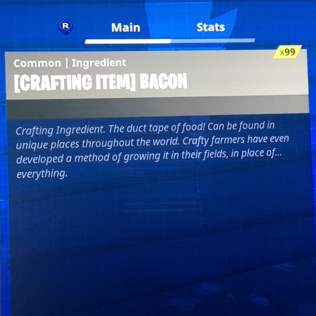 fortnite pve 3 stacks 99 each of bacon - fortnite bacon