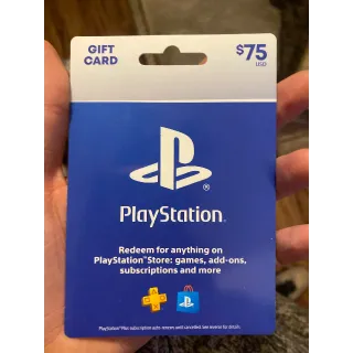 $75.00 USD PlayStation Store.