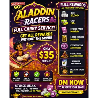 ✨ ALADDIN RACERS EVENT – FULL CARRY!