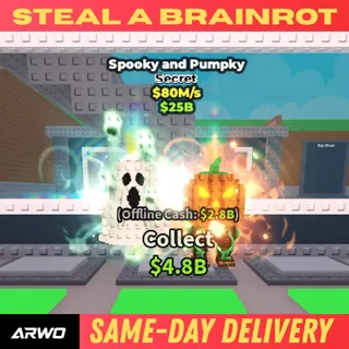 Spooky and Pumpky Steal A Brainrot - Base Or Random Mutation/Traits - TRUSTED and FASTER DELIVERY