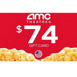 $74.00 AMC Theatres Gift Card ( Includes 4X Gift Card  )