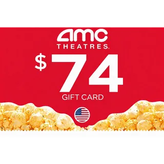 $74.00 AMC Theatres Gift Card ( Includes 4X Gift Card  )