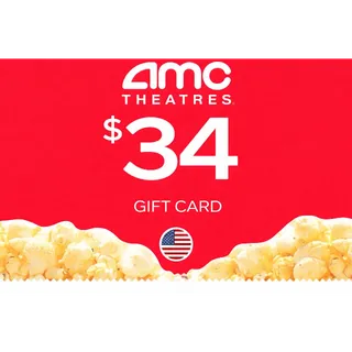 $34.00 AMC THEATRES GIFT CARD